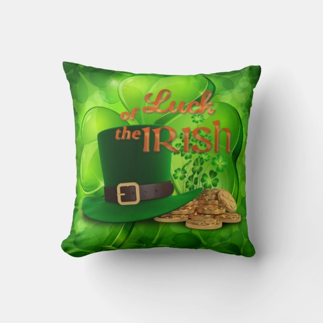 St. Patrick's - "Luck of the Irish" - Shamrock Cushion (Front)