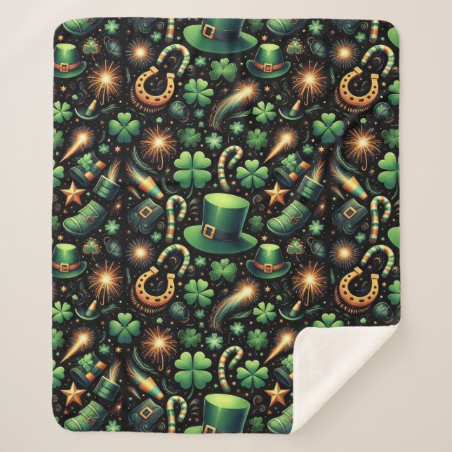 St. Patrick's Luck Sherpa Blanket (Front)