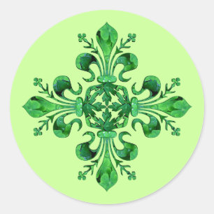 St. Patrick's Lucky Fleur de lis Classic Round Sticker