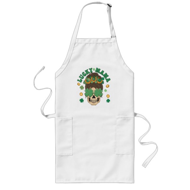St. Patrick's Lucky Mama Skeleton Long Apron (Front)