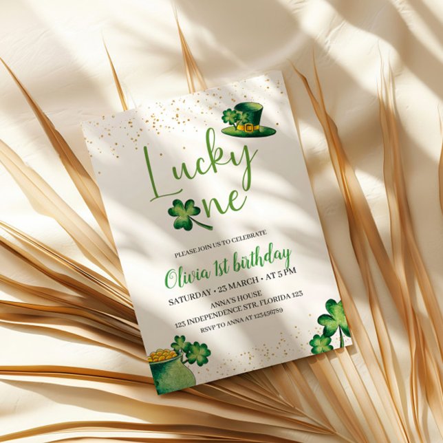 St. Patricks Lucky One Birthday Invitation (Creator Uploaded)