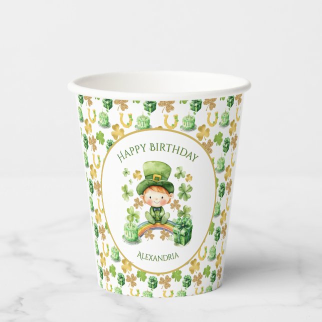 St Patricks Lucky One First Birthday  Paper Cups (Front)