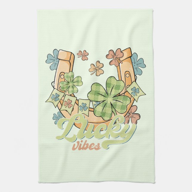 St. Patrick's Lucky Vibes Tea Towel (Vertical)