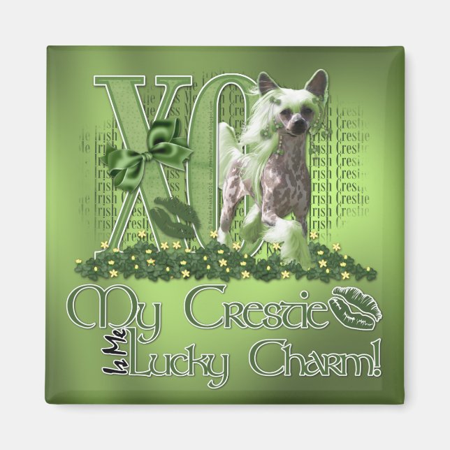 St Patricks - Me Lucky Charm - Chinese Crested Magnet (Front)