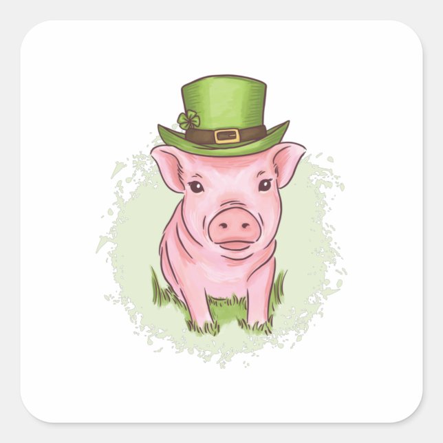 St Patrick's mini pig Square Sticker (Front)