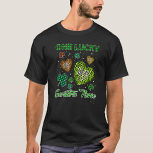 St Patricks One Lucky Geriatric Nurse Buffalo Leop T-Shirt