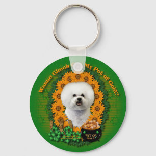 St Patricks - Pot of Gold - Bichon Frise Key Ring
