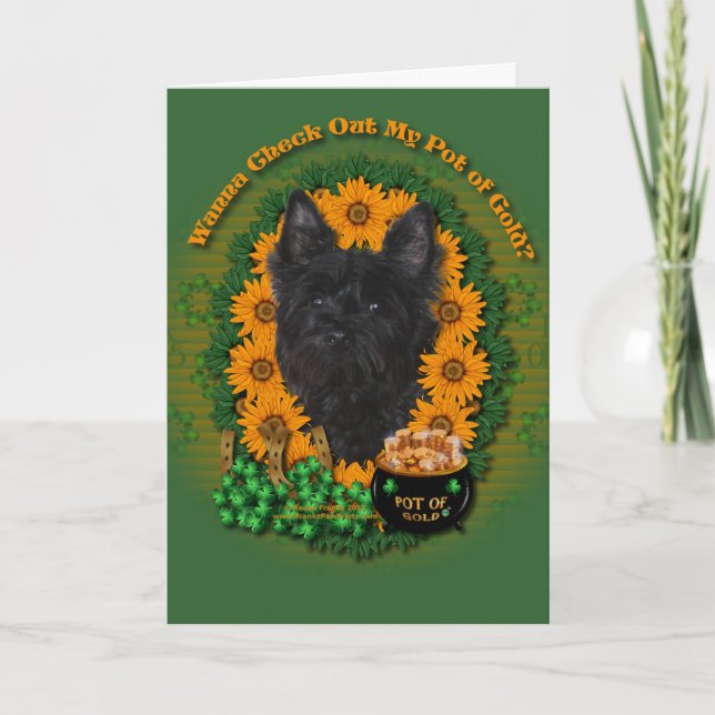 St Patricks - Pot of Gold - Cairn Terrier - Rosco Card (Front)