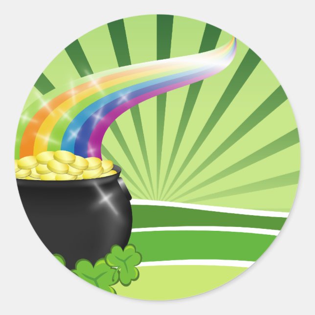 St.Patrick's Pot of Gold Classic Round Sticker (Front)