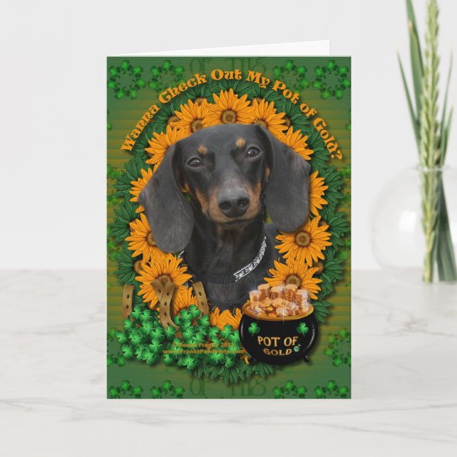 St Patricks - Pot of Gold - Dachshund - Winston Card (Front)