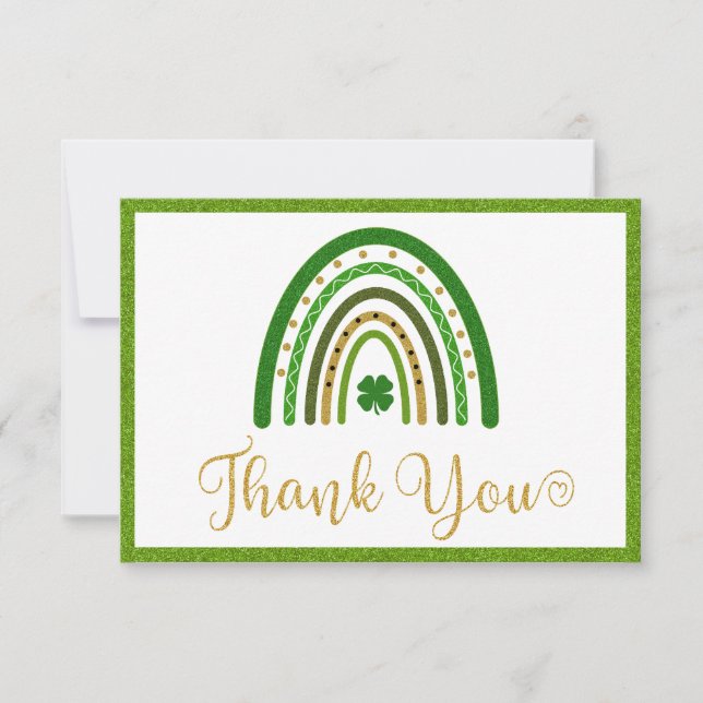 St. Patrick's Rainbow Baby Shower  Thank You Card (Front)