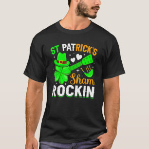 St Patrick's Sham Rockin Shamrock Guitar St Patric T-Shirt