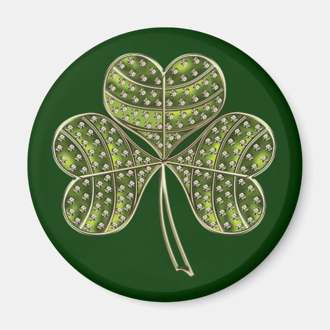 St Patrick's Shamrock 1rnd Magnet (Front)