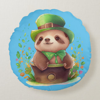 St. Patrick's Sloth and Racoon Reversible Pillow