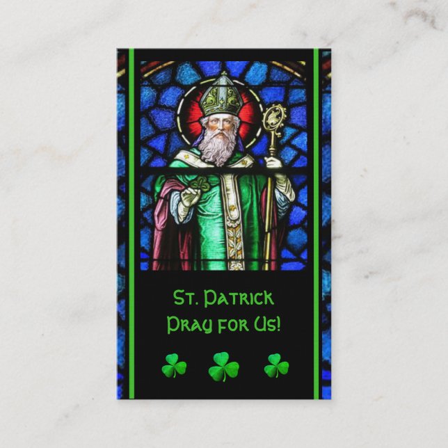 St. Patrick's Stained-Glass Prayer Holy Card (Front)