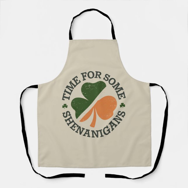 St. Patrick's Time For Some Shenanigans Clover  Apron (Front)