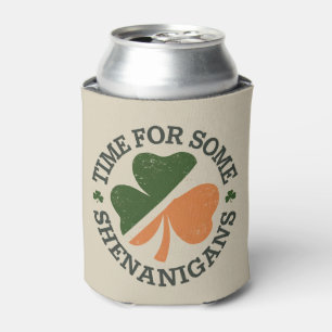 St. Patrick's Time For Some Shenanigans Clover  Can Cooler