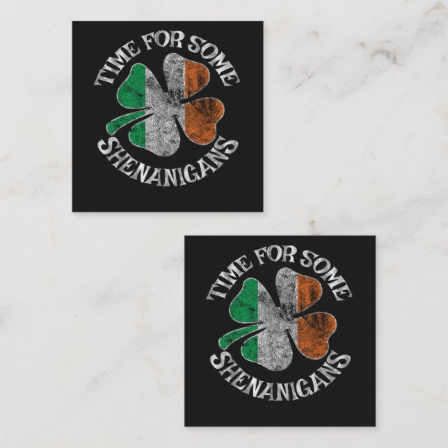 St. Patrick's Time for Some Shenanigans Clover Card (Front/Back)