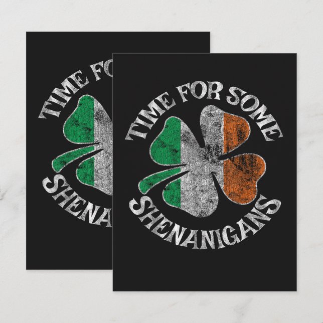 St. Patrick's Time for Some Shenanigans Clover Card (Front/Back)
