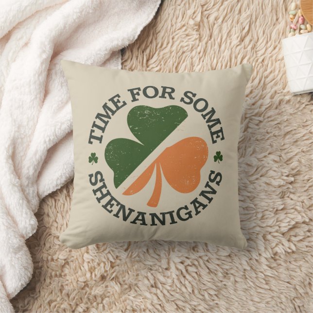 St. Patrick's Time For Some Shenanigans Clover  Cushion (Blanket)