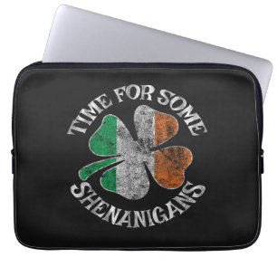St. Patrick's Time for Some Shenanigans Clover Laptop Sleeve