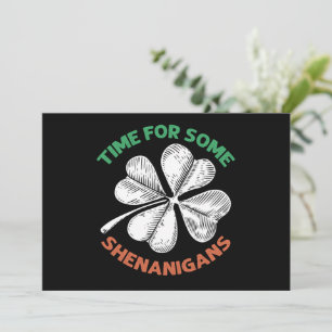 St Patricks Time For Some Shenanigans Clover Party Invitation