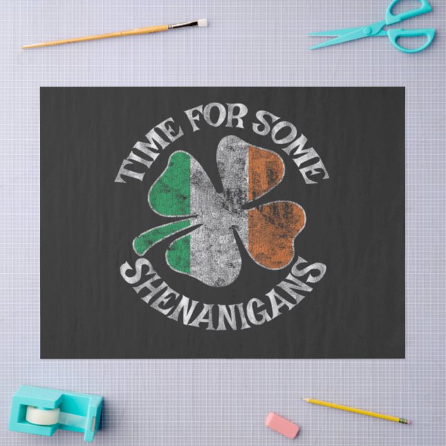 St. Patrick's Time for Some Shenanigans Clover Tissue Paper (Craft)