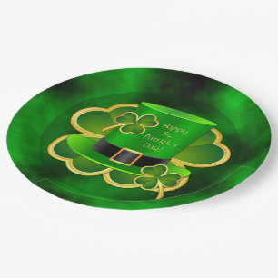 St. Patrick's Top Hat & Shamrocks Paper Plates