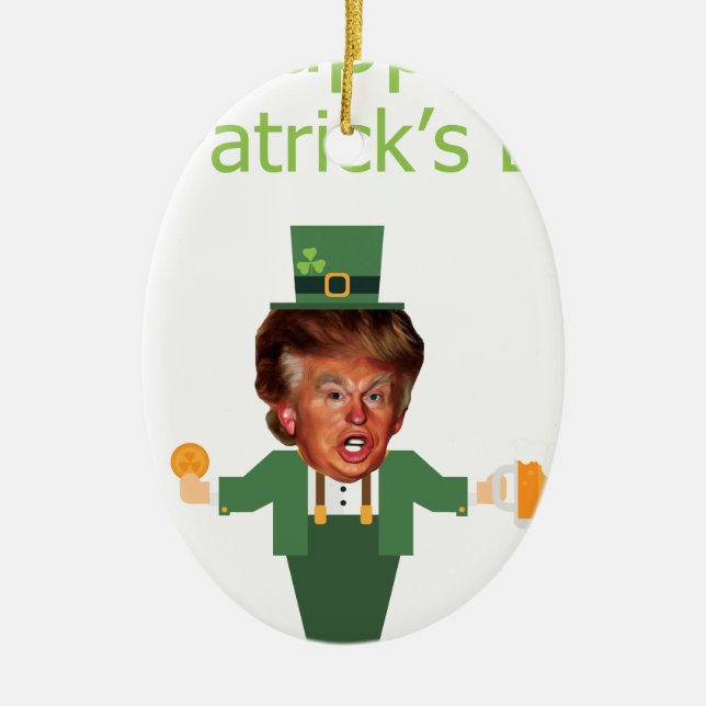 st patricks trump leprechaun ceramic tree decoration (Front)