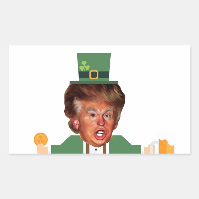 st patricks trump leprechaun rectangular sticker (Front)