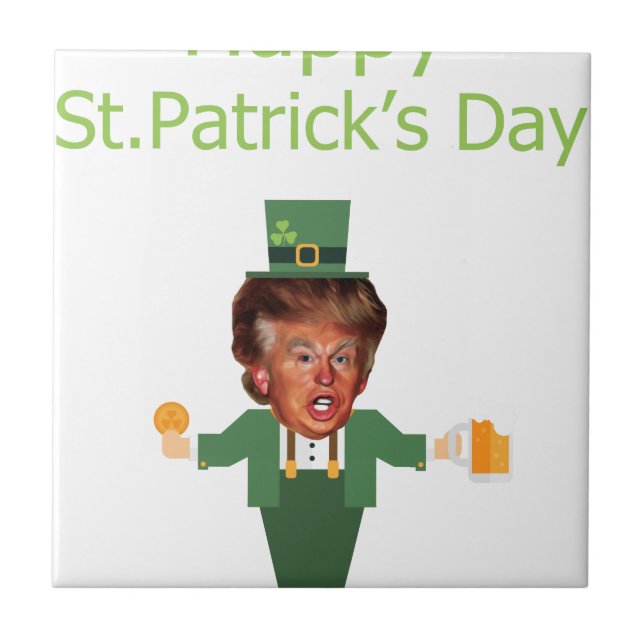 st patricks trump leprechaun tile (Front)