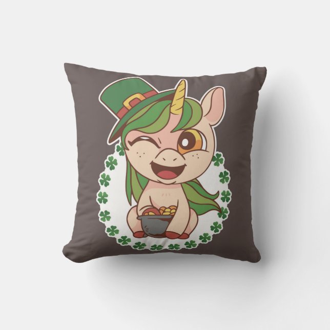 St Patricks Unicorn Cushion (Front)