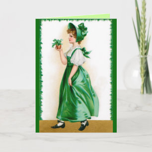 St. Patricks Vintage greeting card - Sweet girl