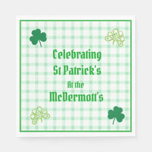 St Patricks Watercolor Green Shamrocks Napkin