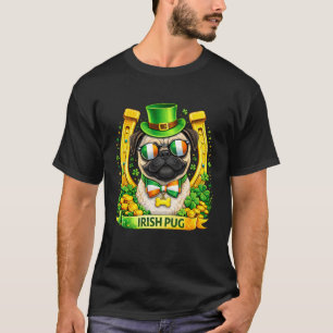 St Patricku2019s Day Irish Pug Lucky Shamrock Dog T-Shirt