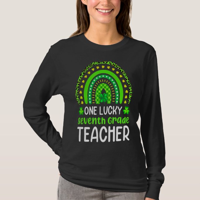 St Patricku2019s Day One 7th Grade Teacher Leopard T-Shirt (Front)