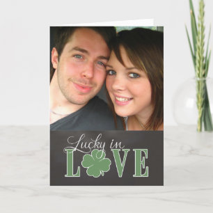 St. Pat's Chalkboard - Lucky in Love custom photo Card