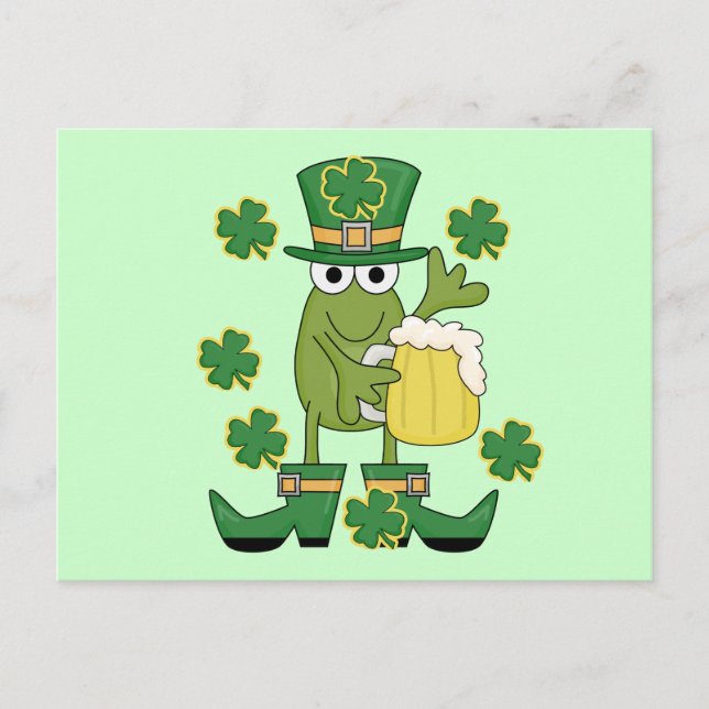 St. Pats Frog with Beer T-shirts and Gifts Postcard (Front)
