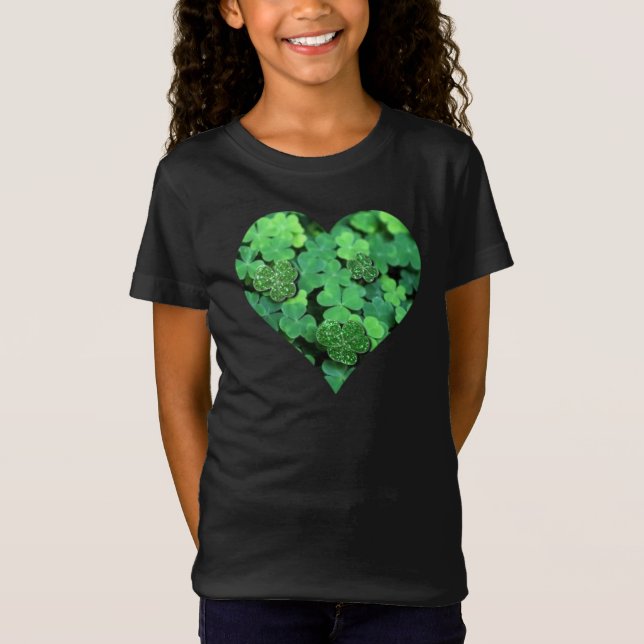 St. Patties day, green shamrock, Irish hearts T-Shirt (Front)