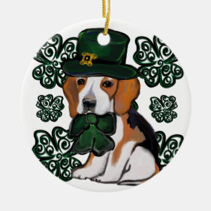 St. Patty Beagle Ceramic Tree Decoration