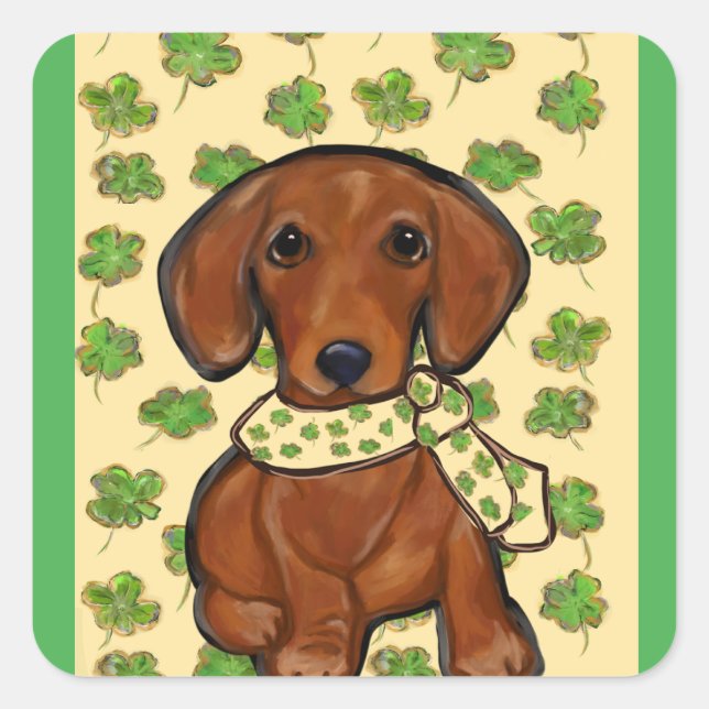 St.Patty Doxie   Square Sticker (Front)