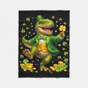St Pattys Dinosaur Wearing Tuxedo Irish Saint Patr Fleece Blanket