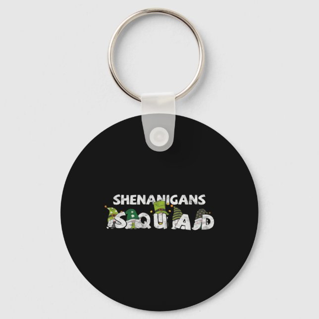 St Pattys Squad Gnomes St Patricks Day Shenanigans Key Ring (Front)