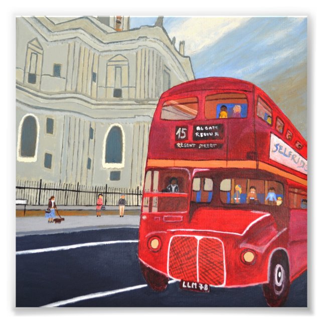 St.Paul Cathedral and London Bus Photo Enlargement (Front)