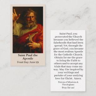St. Paul Customisable Prayer Card