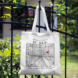 St. Paul Love Locator | City Map Wedding Welcome Tote Bag<br><div class="desc">A fun tote bag for a wedding or any other occasion taking place in the beautiful city of St. Paul, Minnesota. This tote features an overhead map of the city centre inside a black-bordered box framer. On the top sits a short welcome greeting and the name of the city. On...</div>