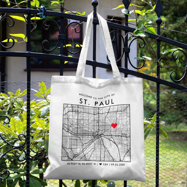 St. Paul Love Locator | City Map Wedding Welcome Tote Bag (Creator Uploaded)