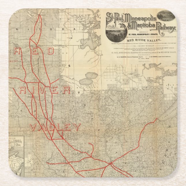 St Paul, Minneapolis and Manitoba Railway Square Paper Coaster (Front)