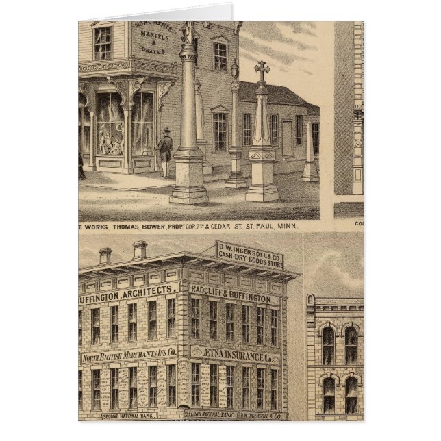 St. Paul, Minneapolis, Minnesota Lithograph Map (Front)