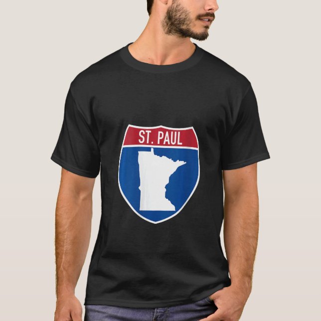 St. Paul Minnesota Map Highway Interstate Sign Sou T-Shirt (Front)